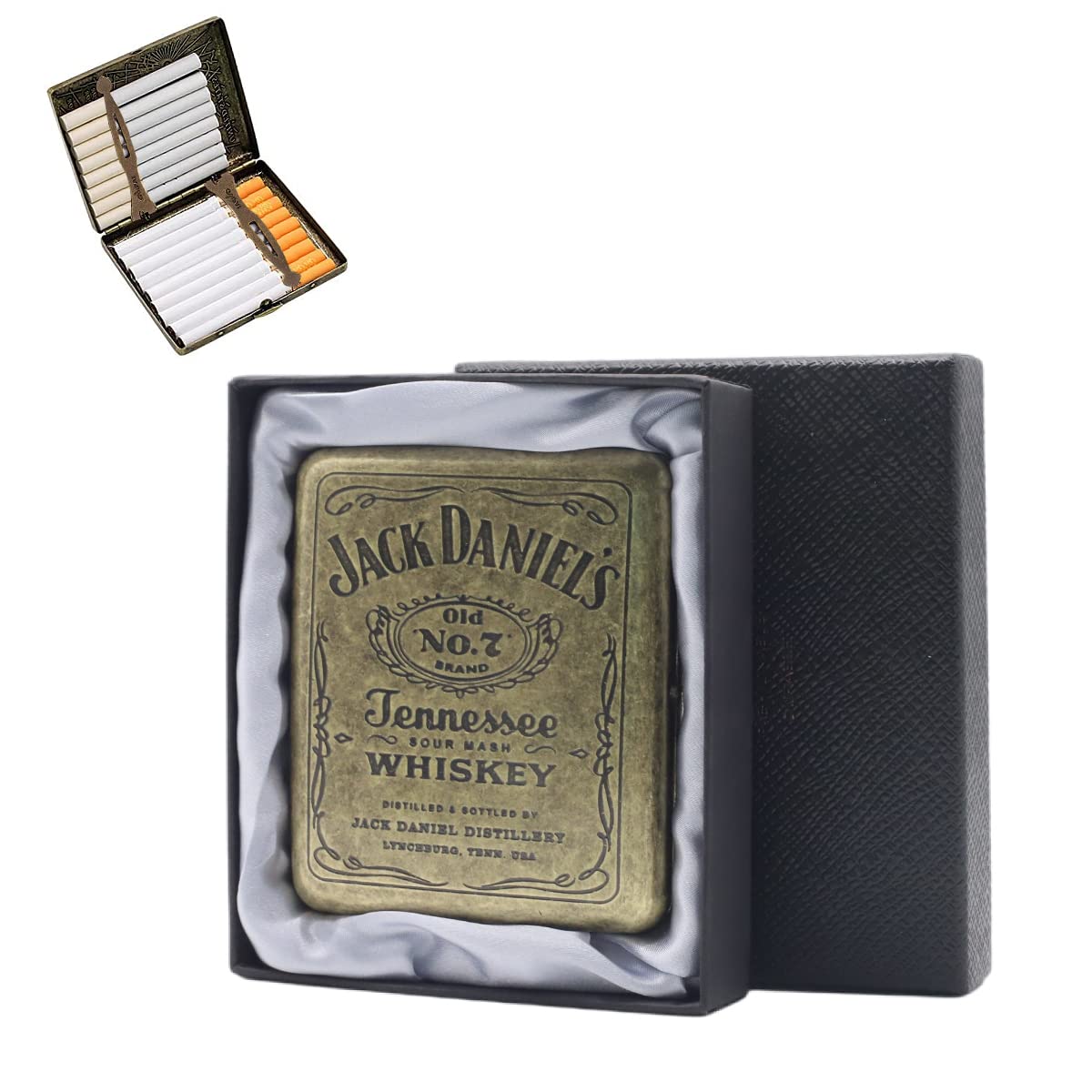 GUSTAVE Metal Cigarette Case, Retro Cigarette Case, 85mm King Size, Sturdy Double Sided Spring Clip, Pocket Size (20 Cigarettes Capacity) GUSTAVE Metal Cigarette Case, Retro Cigarette Case, 85mm King Size, Sturdy Double Sided Spring Clip, Pocket Size (20 Cigarettes Capacity)